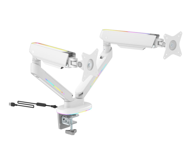 DELTACO Podwójny uchwyt GAM-135-W RGB - Biały - 1115379 - zdjęcie 5